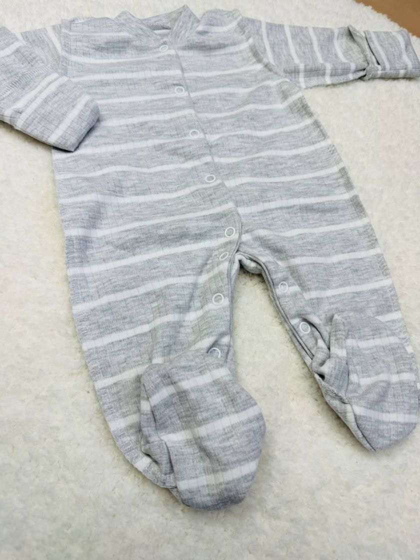 ❤ Чоловічок інтерлок в рубчик, Ромашка. Принт - Сірий в смужку. Розмір - 56-62см (#20159653) ✓ Anna Konvert