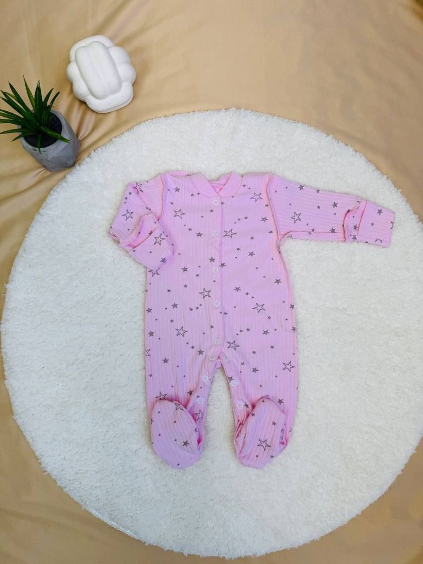 ❤ Чоловічок інтерлок в рубчик, Ромашка. Принт - Рожевий з зірочками. Розмір - 56-62см (#48666411) ✓ Anna Konvert