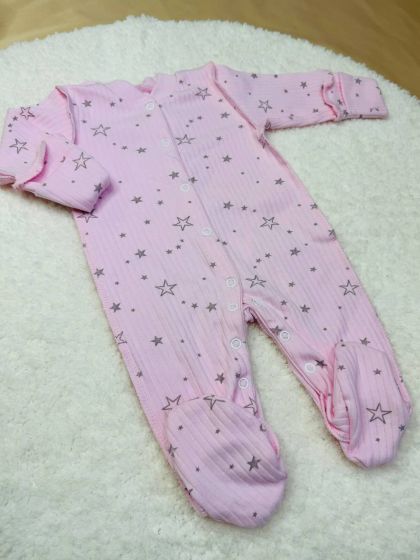 ❤ Чоловічок інтерлок в рубчик, Ромашка. Принт - Рожевий з зірочками. Розмір - 56-62см (#48666411) ✓ Anna Konvert 2