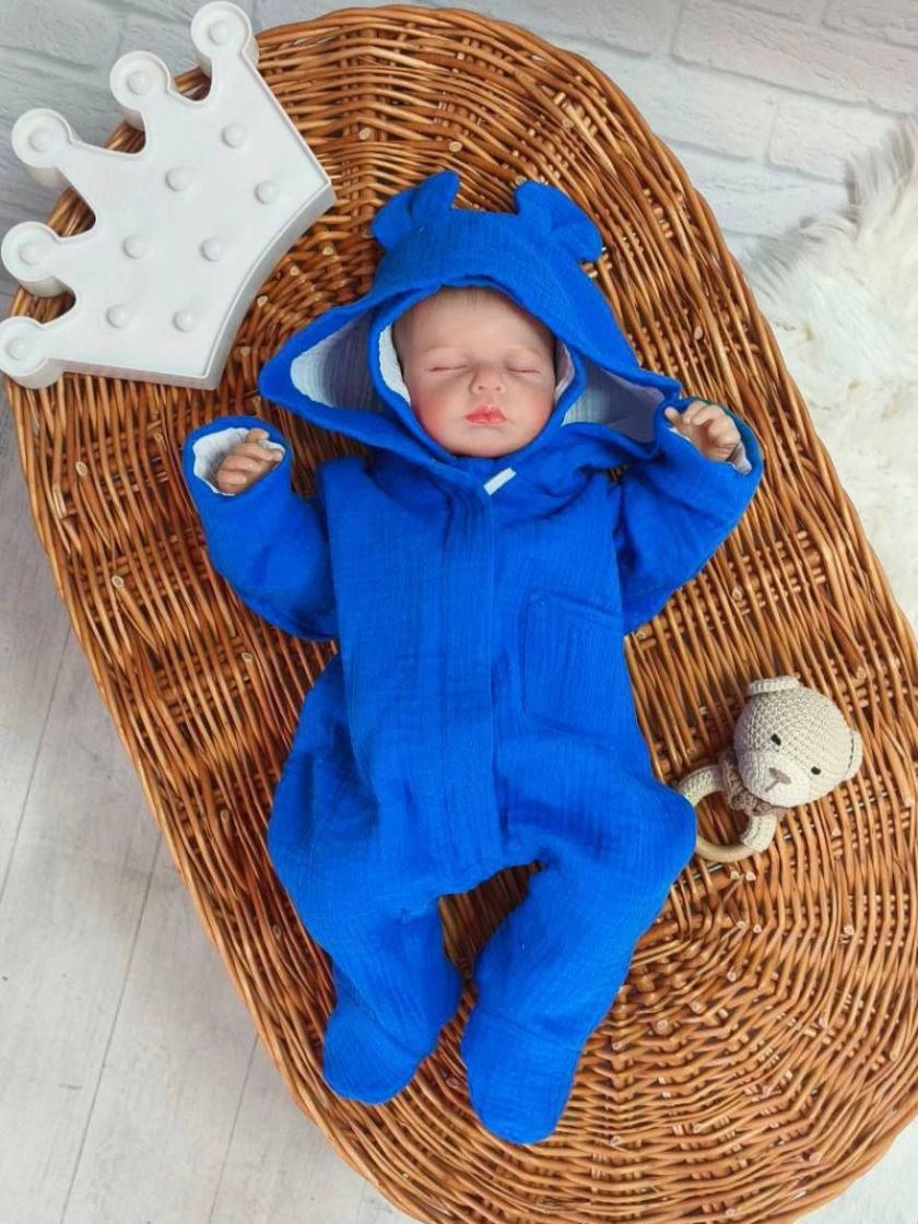 ❤ Мусліновий ромпер з шапочкою, 0-3 міс. Колір - Індиго (#14347515) ✓ Anna Konvert