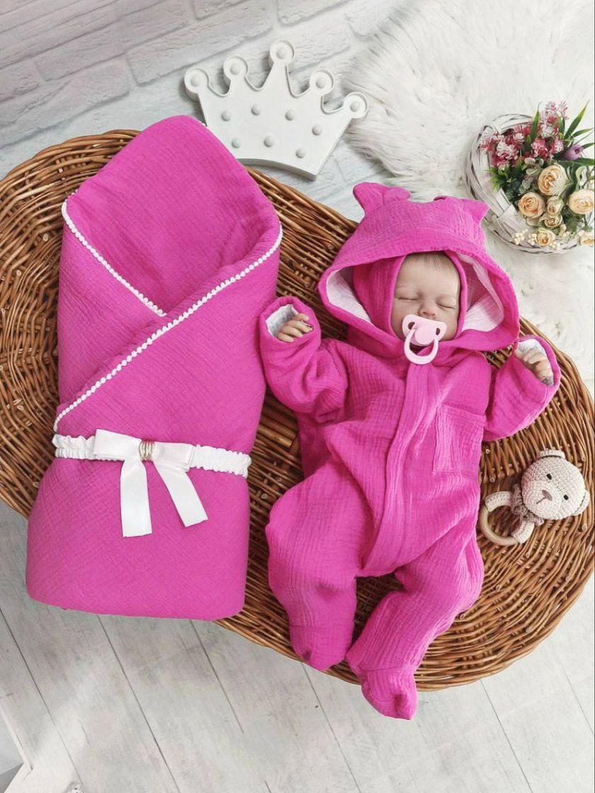 ❤ Мусліновий ромпер з шапочкою, 0-3 міс. Колір - Малиновий (#45436680) ✓ Anna Konvert