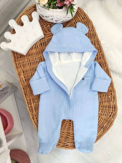 ❤ Мусліновий ромпер з шапочкою, 0-3 міс. Колір - Блакитний (#88616144) ✓ Anna Konvert 2