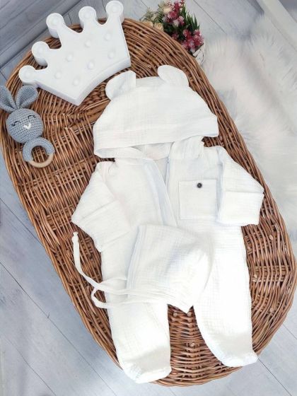 ❤ Мусліновий ромпер з шапочкою, 0-3 міс. Колір - Молочний (#4135689) ✓ Anna Konvert 2