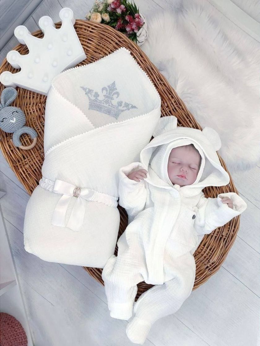 ❤ Мусліновий ромпер з шапочкою, 0-3 міс. Колір - Молочний (#4135689) ✓ Anna Konvert