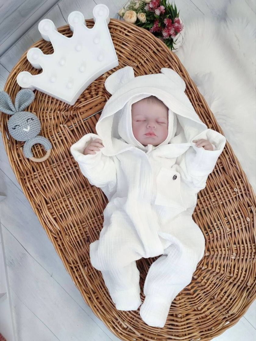 ❤ Мусліновий ромпер з шапочкою, 0-3 міс. Колір - Молочний (#4135689) ✓ Anna Konvert