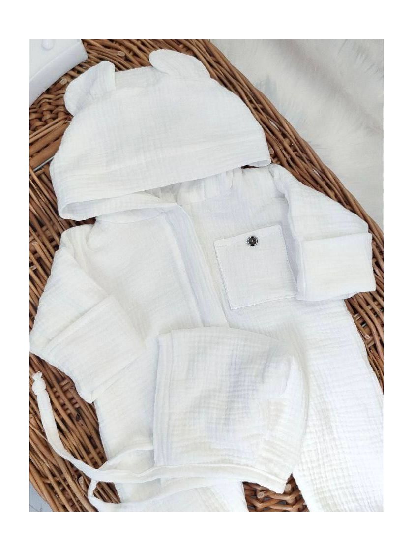 ❤ Мусліновий ромпер з шапочкою, 0-3 міс. Колір - Молочний (#4135689) ✓ Anna Konvert