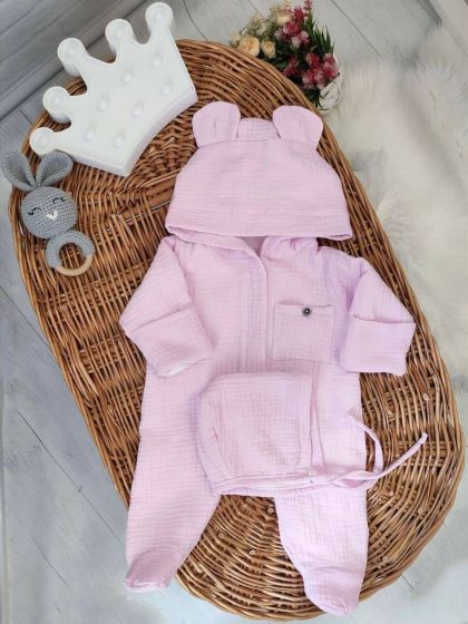 ❤ Мусліновий ромпер з шапочкою, 0-3 міс. Колір - НІжно-рожевий (#40086887) ✓ Anna Konvert 2