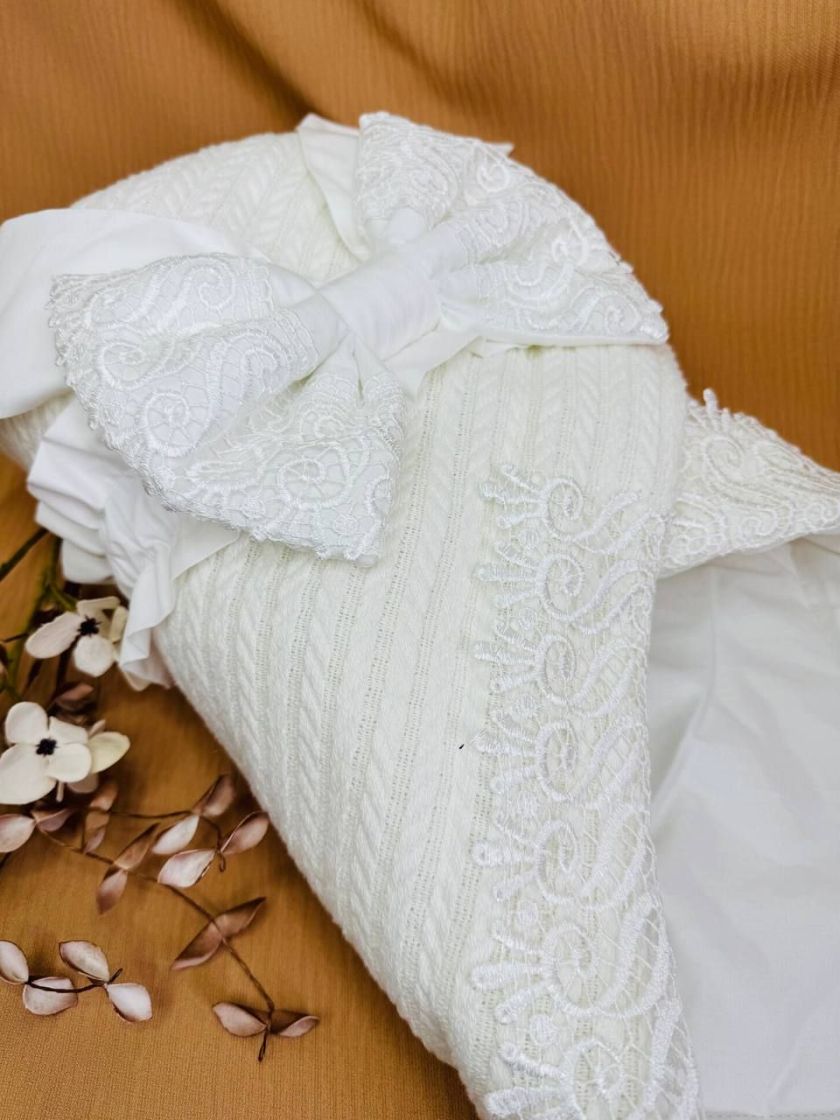 ❤ Конверт-плед Косичка з мереживом. Колір - Молочний (#27313742) ✓ Anna Konvert