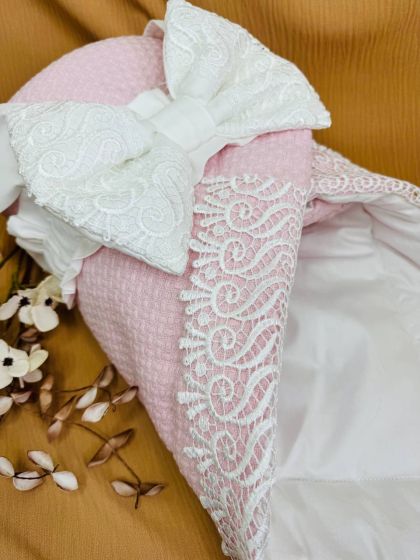 ❤ Конверт-плед Косичка з мереживом. Колір - Рожевий (#55238893) ✓ Anna Konvert 2