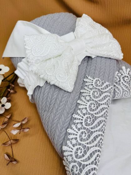 ❤ Конверт-плед Косичка з мереживом. Колір - Сірий (#96571699) ✓ Anna Konvert 2