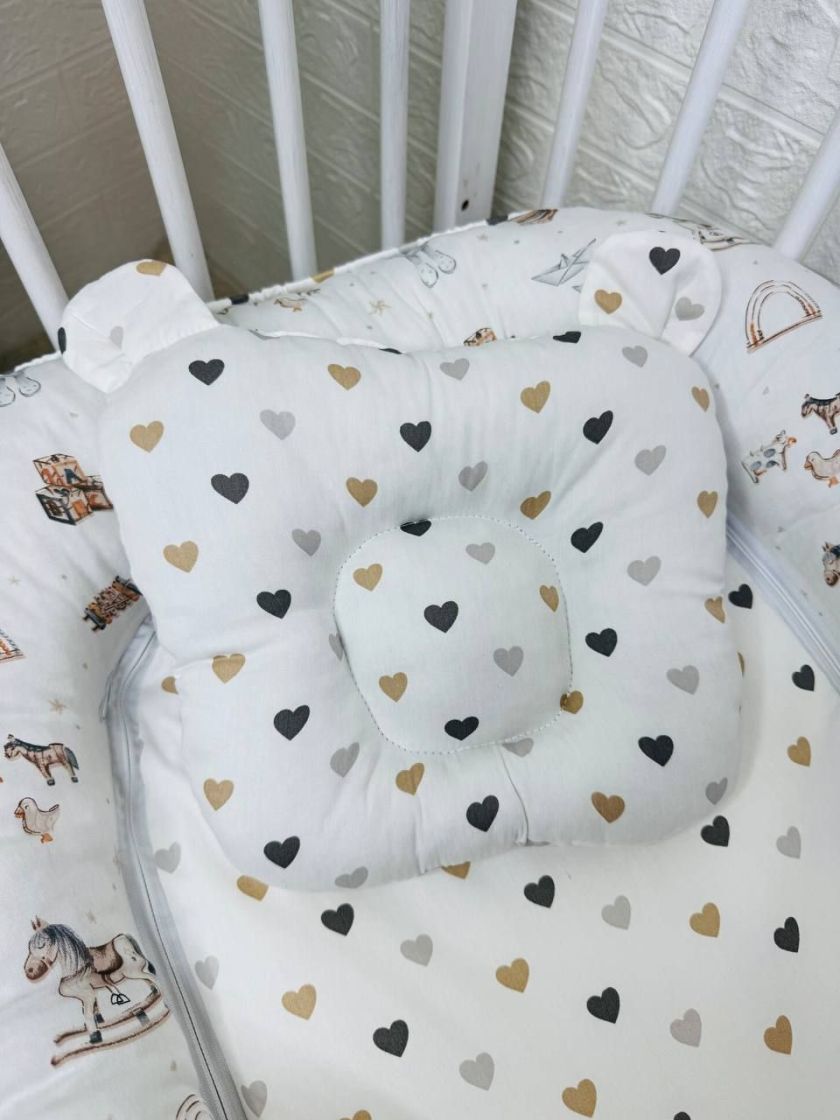 ❤ Кокон-гніздечко з ручками. Принт - Іграшки, сердця різні (#80823851) ✓ Anna Konvert