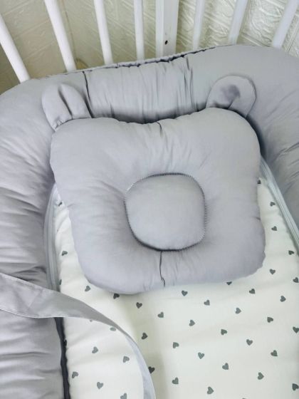 ❤ Кокон-гніздечко з ручками. Принт - Сірі дрібні сердечка з сірим однотоном (#68820608) ✓ Anna Konvert 2