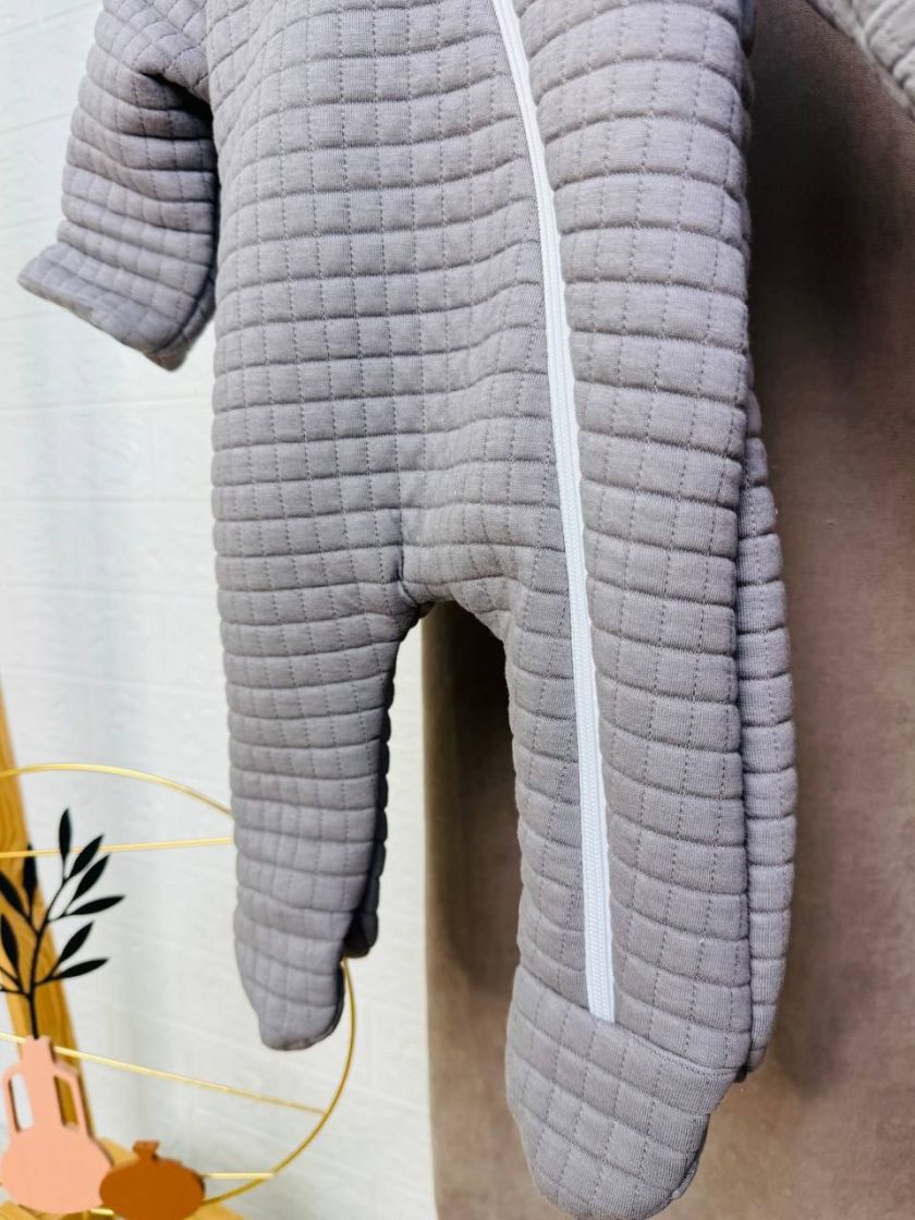 ❤ Комбінезон на виписку з шапочкою в квадратик, Розмір 0-4 міс. Колір - Сірий (#77576660) ✓ Anna Konvert