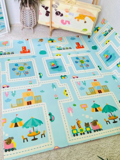 ❤ Килимок ігровий (ТЕРМО) 2-х сторонній в сумці, з дефектами. Принт - Ведмедик з лійкою/дорога (#91482113) ✓ Anna Konvert 2