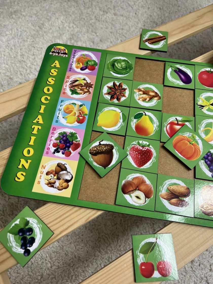 ❤ Сортер дерев'яний: Асоціації Дитяча розвиваюча гра - навчальна. Тип - Горішки (#ПСД134-1) ✓ Anna Konvert