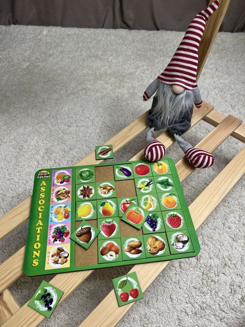 ❤ Сортер дерев'яний: Асоціації Дитяча розвиваюча гра - навчальна. Тип - Горішки (#ПСД134-1) ✓ Anna Konvert