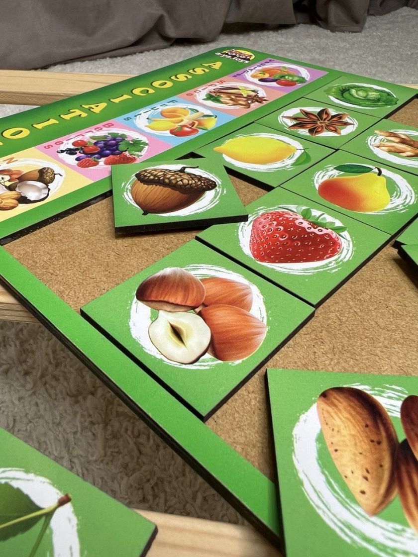 ❤ Сортер дерев'яний: Асоціації Дитяча розвиваюча гра - навчальна. Тип - Горішки (#ПСД134-1) ✓ Anna Konvert