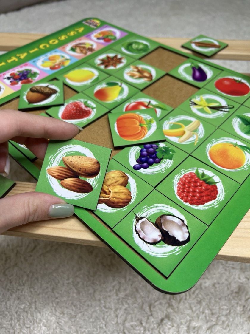 ❤ Сортер дерев'яний: Асоціації Дитяча розвиваюча гра - навчальна. Тип - Горішки (#ПСД134-1) ✓ Anna Konvert