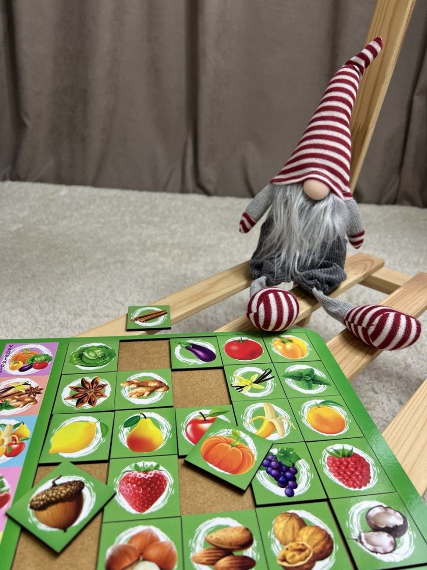 ❤ Сортер дерев'яний: Асоціації Дитяча розвиваюча гра - навчальна. Тип - Горішки (#ПСД134-1) ✓ Anna Konvert