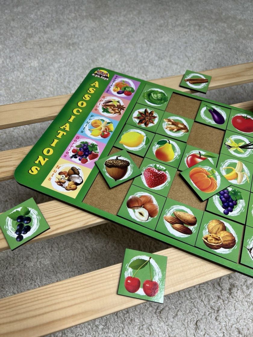 ❤ Сортер дерев'яний: Асоціації Дитяча розвиваюча гра - навчальна. Тип - Горішки (#ПСД134-1) ✓ Anna Konvert