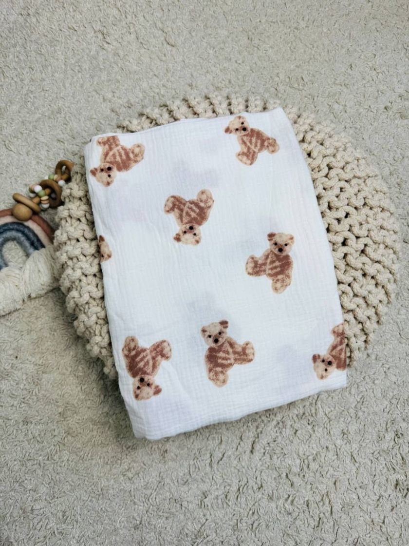 ❤ Пелюшки муслінові чотирьохшарові, жатка. Принт - Ведмеді сидячі акварельні. Розмір - 70*100см (#31577752) ✓ Anna Konvert