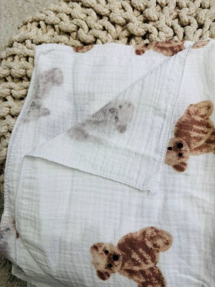 ❤ Пелюшки муслінові чотирьохшарові, жатка. Принт - Ведмеді сидячі акварельні. Розмір - 70*100см (#31577752) ✓ Anna Konvert 2