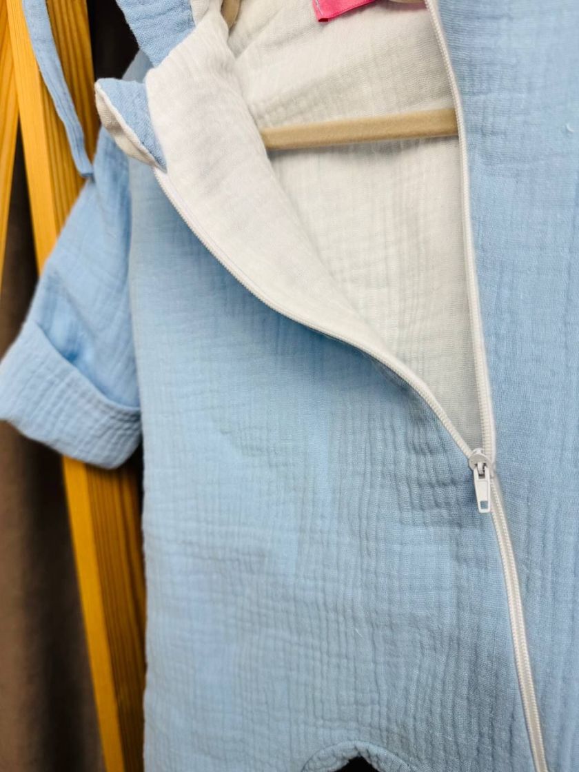 ❤ Мусліновий комбінезон з шапочкою, 0-3місяці. Колір - Блакитний (#15691199) ✓ Anna Konvert