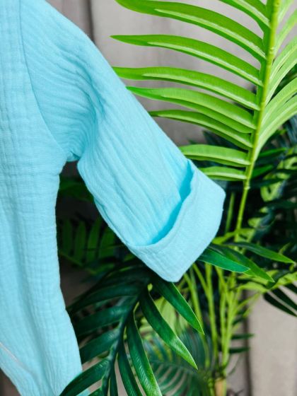 ❤ Мусліновий комбінезон з шапочкою, 0-3місяці. Колір - Бірюзовий (#11419179) ✓ Anna Konvert 2