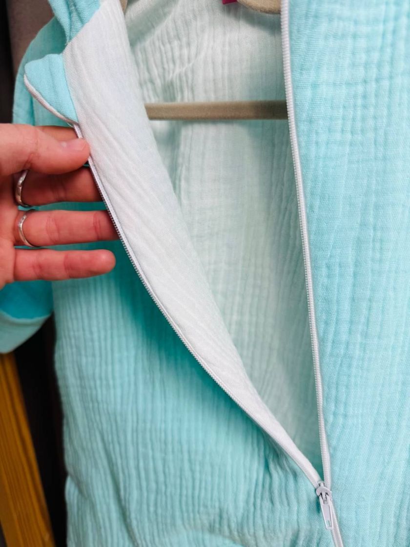 ❤ Мусліновий комбінезон з шапочкою, 0-3місяці. Колір - Бірюзовий (#11419179) ✓ Anna Konvert