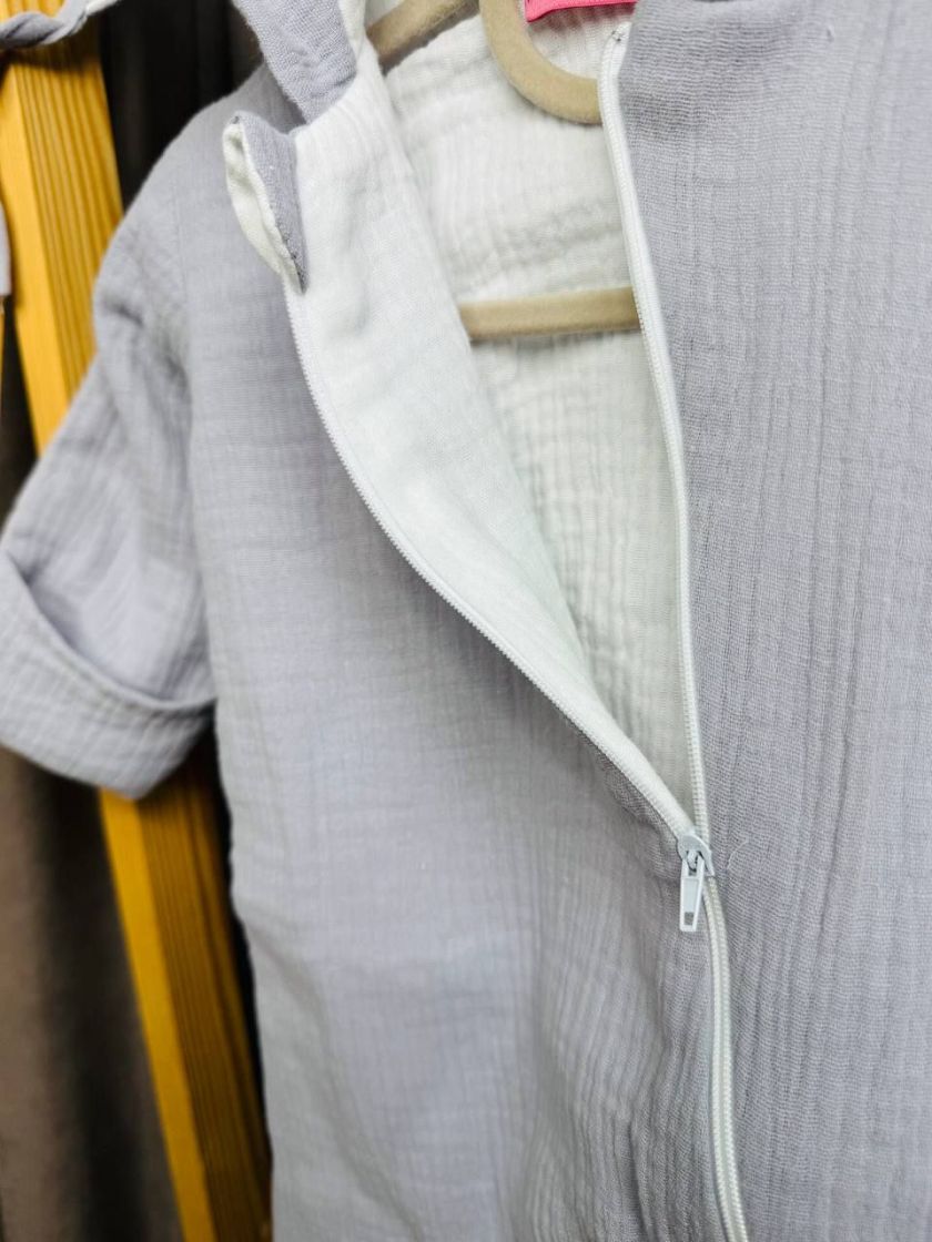 ❤ Мусліновий комбінезон з шапочкою, 0-3місяці. Колір - Сірий (#89256117) ✓ Anna Konvert