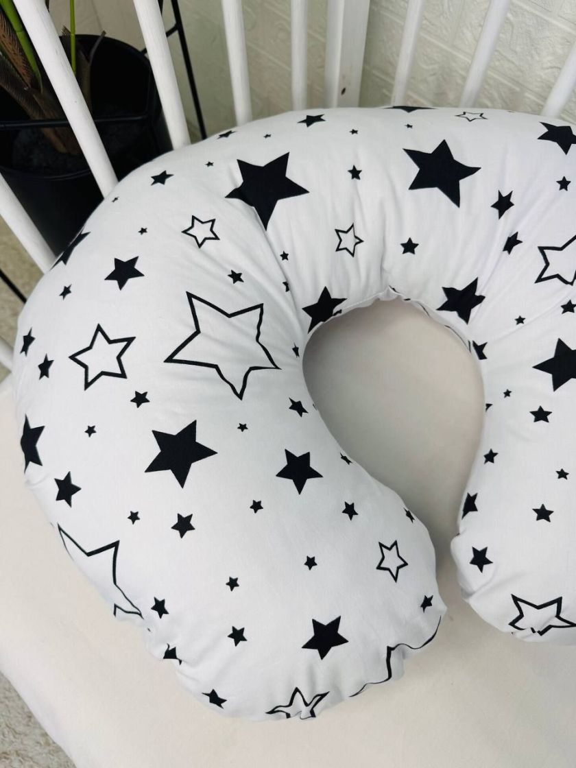❤ Подушка для годування, подушка у чохлі-з'ємний. Принт - Чорні зірки великі на білому (#48155738) ✓ Anna Konvert