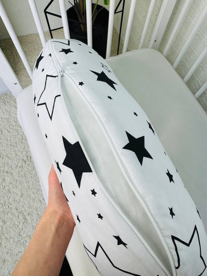 ❤ Подушка для годування, подушка у чохлі-з'ємний. Принт - Чорні зірки великі на білому (#48155738) ✓ Anna Konvert