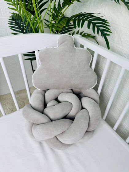 ❤ Бортик велюрова косичка в комплекті з хмаринкою. Колір - Сірий (#73624814) ✓ Anna Konvert 2