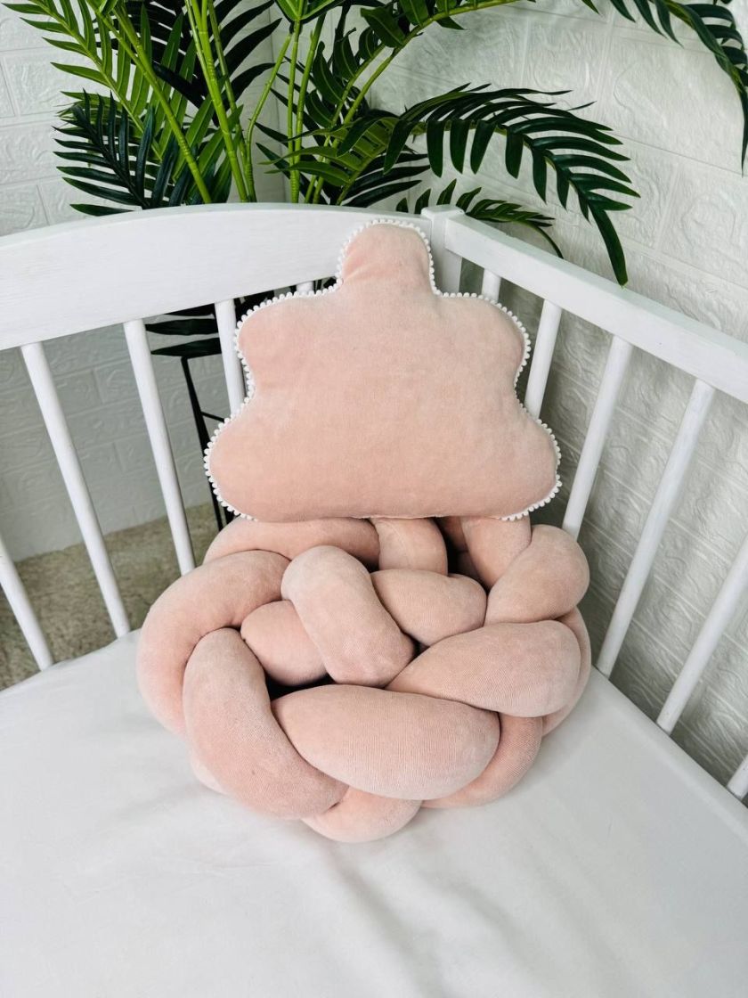 ❤ Бортик велюрова косичка в комплекті з хмаринкою. Колір - Пудровий (#36239333) ✓ Anna Konvert