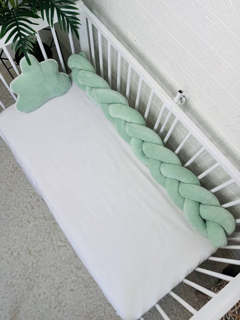 ❤ Бортик велюрова косичка в комплекті з хмаринкою. Колір - Фісташковий (#62211901) ✓ Anna Konvert