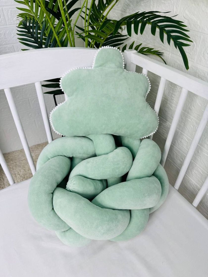 ❤ Бортик велюрова косичка в комплекті з хмаринкою. Колір - Фісташковий (#62211901) ✓ Anna Konvert