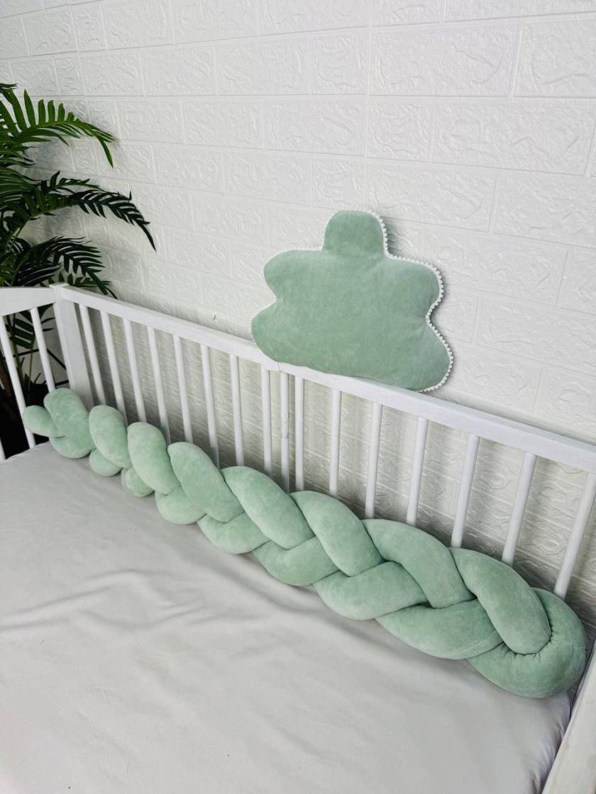 ❤ Бортик велюрова косичка в комплекті з хмаринкою. Колір - Фісташковий (#62211901) ✓ Anna Konvert