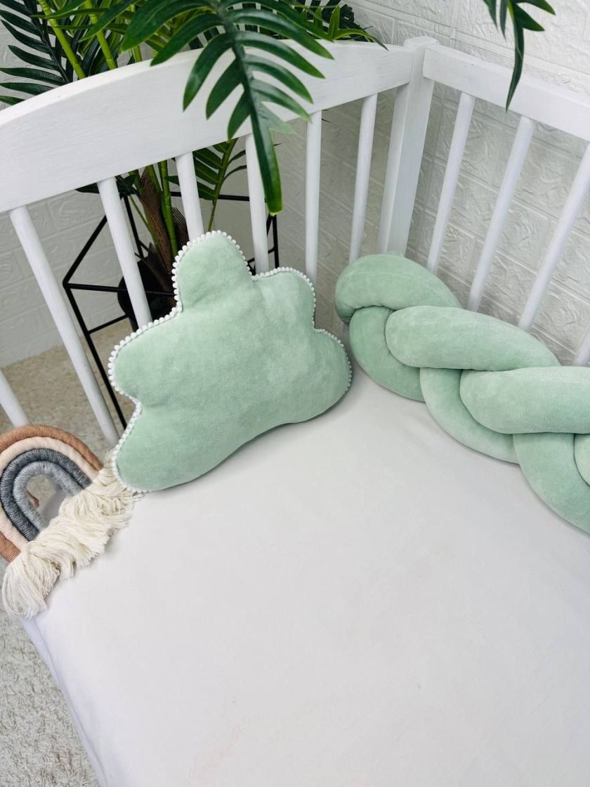 ❤ Бортик велюрова косичка в комплекті з хмаринкою. Колір - Фісташковий (#62211901) ✓ Anna Konvert