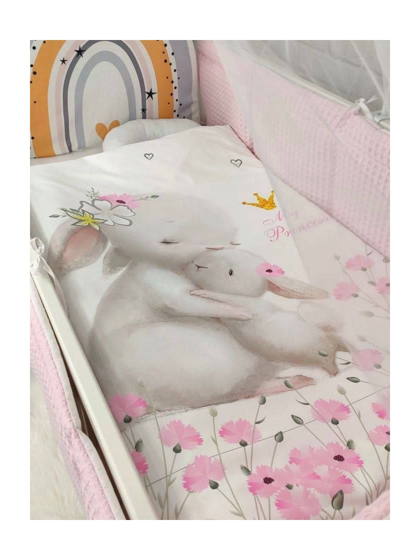 ❤ Набір у ліжко Веселка з суцільними бортиками Elliz. Колір - Рожевий із зайчиками (#68790791) ✓ Anna Konvert