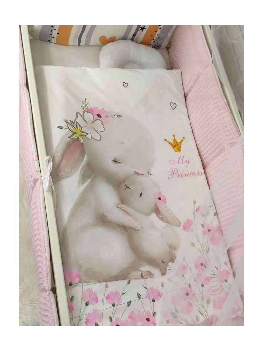 ❤ Набір у ліжко Веселка з суцільними бортиками Elliz. Колір - Рожевий із зайчиками (#68790791) ✓ Anna Konvert