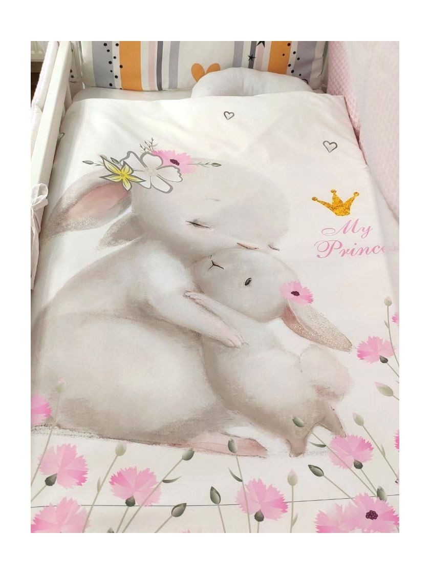 ❤ Набір у ліжко Веселка з суцільними бортиками Elliz. Колір - Рожевий із зайчиками (#68790791) ✓ Anna Konvert