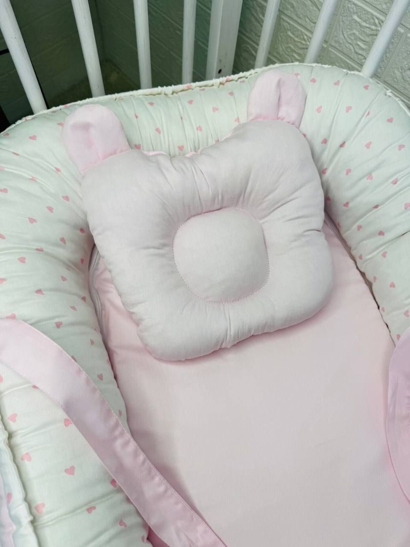 ❤ Кокон-гніздечко з ручками. Принт - Сердечка дрібні, рожевий однотон (#59343495) ✓ Anna Konvert