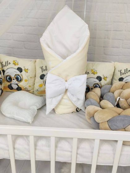 ❤ Набір у ліжко з косою "Принт" Elliz. Колір - Панда в окулярах (#4729) ✓ Anna Konvert 2