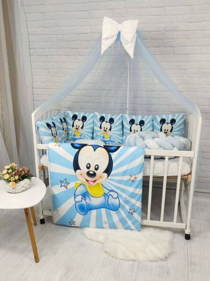 ❤ Набір у ліжко з косою "Принт" Elliz. Колір - Міккі блакитний (#30235343) ✓ Anna Konvert