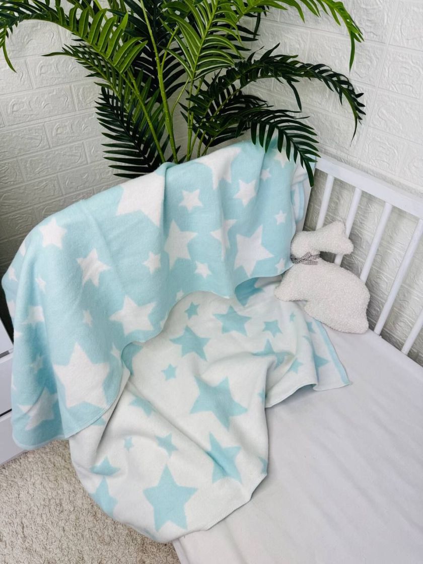 ❤ Плед байковий у пологовий, бавовна 100%, 100*140см. Колір - Зірочки на м'ятному (#96971712) ✓ Anna Konvert