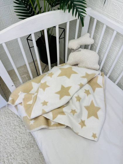 ❤ Плед у пологовий, бавовна 100%, 100*140см. Колір - Зірочки на бежевому (#17016428) ✓ Anna Konvert 2