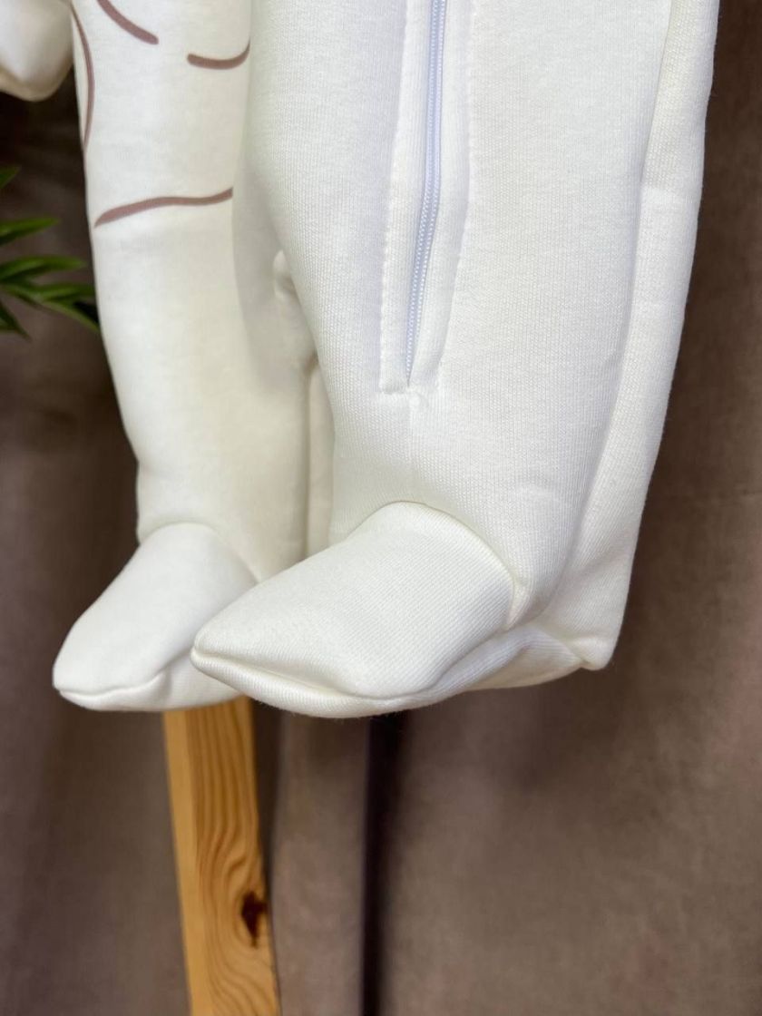 ❤ Ромпер, на флісі трьохнитка до +10 градусів.. Колір - Молочний з принтом ведмідь. Розмір - 62-68 см (#34348950) ✓ Anna Konvert