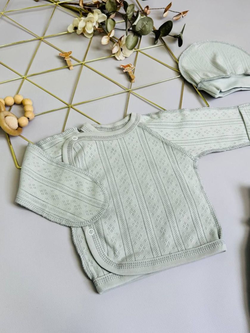 ❤ Комплект 3ка з сорочкою з перфорацією, 56-62р. Колір - Сірий (#95002142) ✓ Anna Konvert