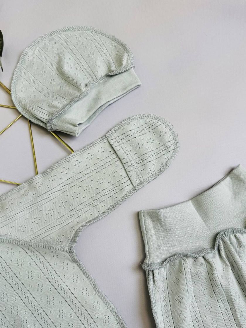 ❤ Комплект 3ка з сорочкою з перфорацією, 56-62р. Колір - Сірий (#95002142) ✓ Anna Konvert