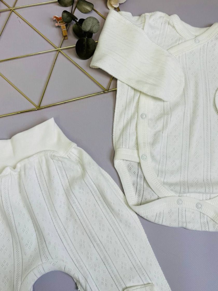 ❤ Комплект 2ка з боді, з перфорацією. Колір - Молочний. Розмір - 56-62р (#31547067) ✓ Anna Konvert